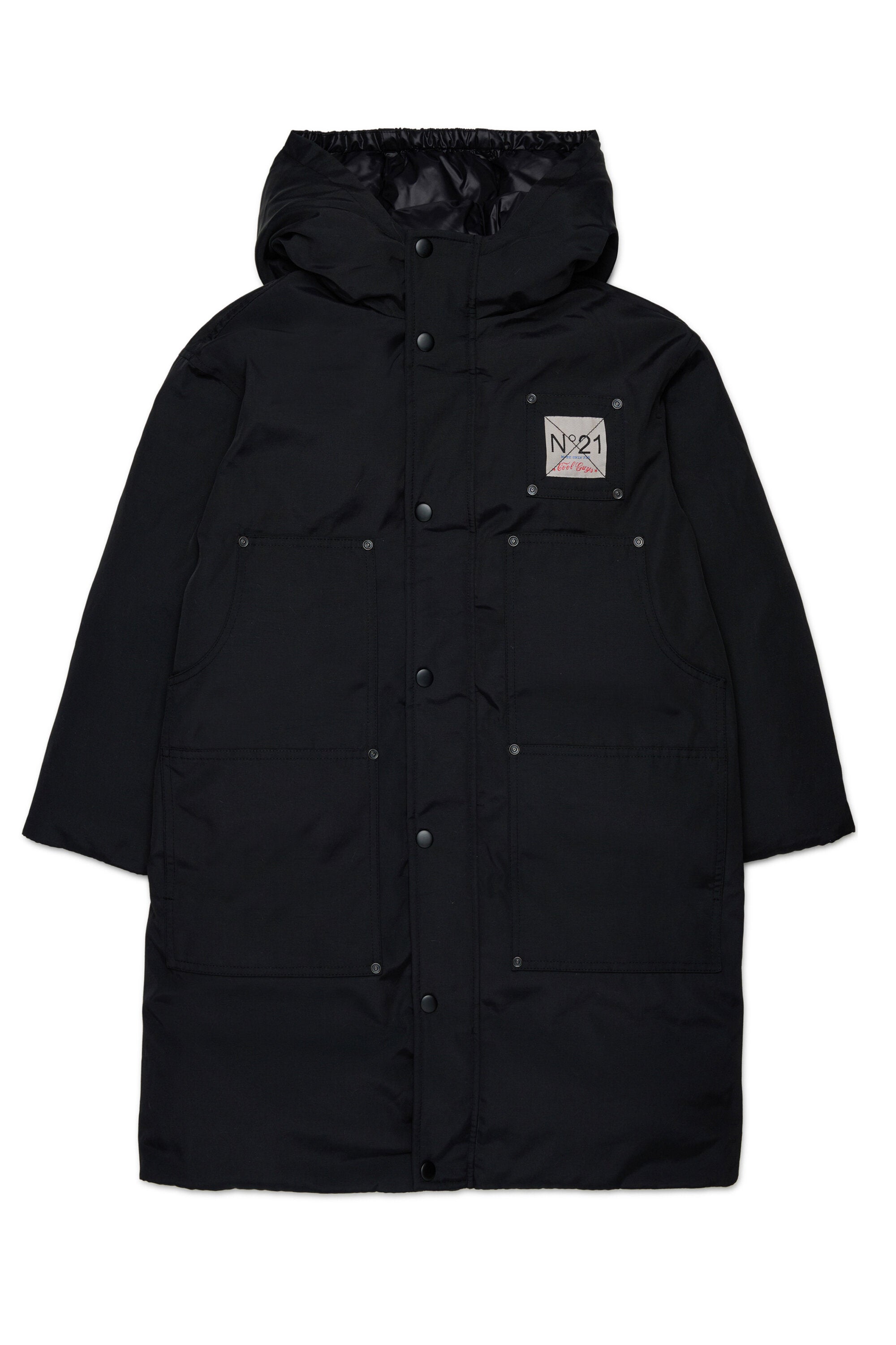 Padded jacket with printed logo