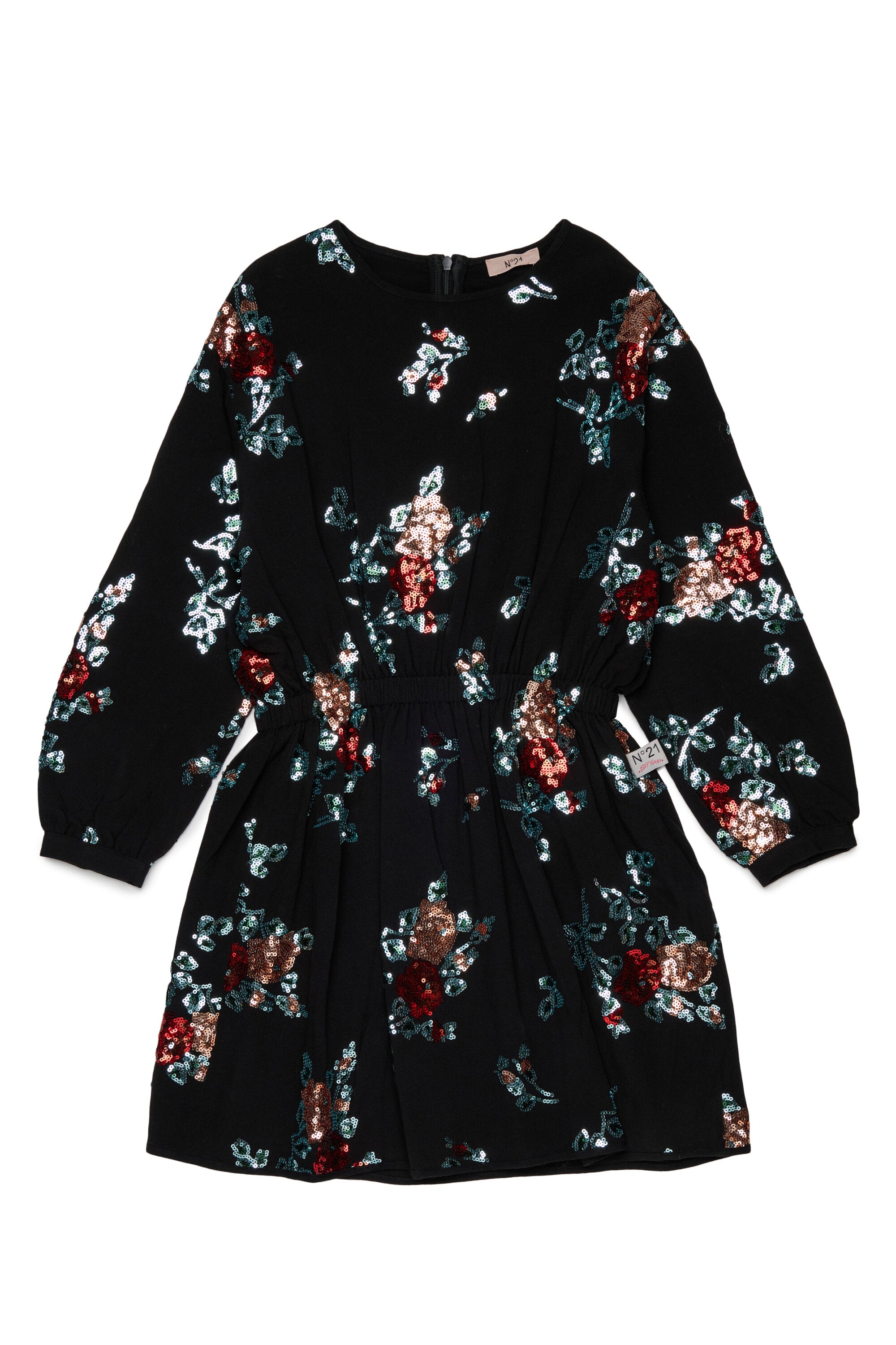 Short dress with floral sequins