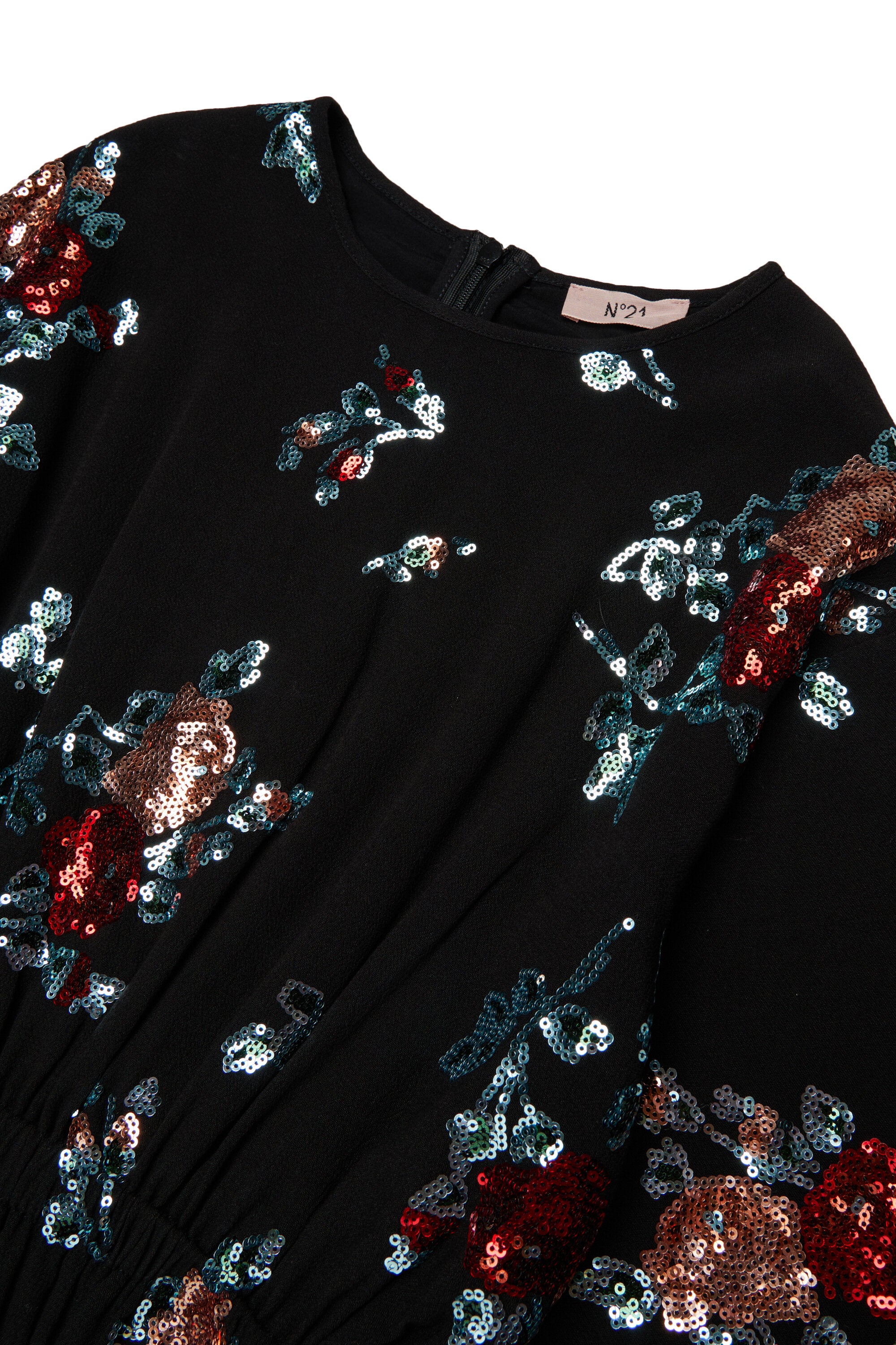 Short dress with floral sequins