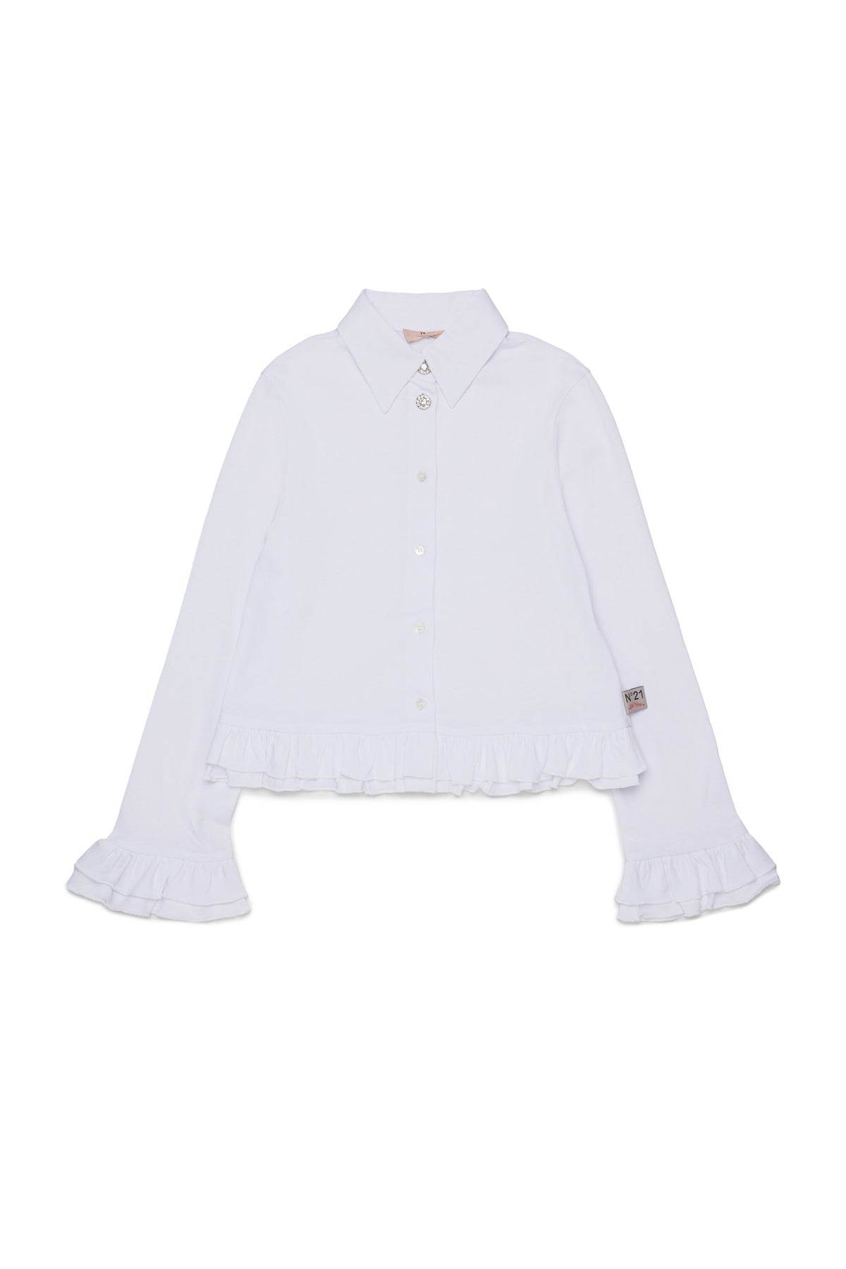 Long-sleeve shirt with ruffles