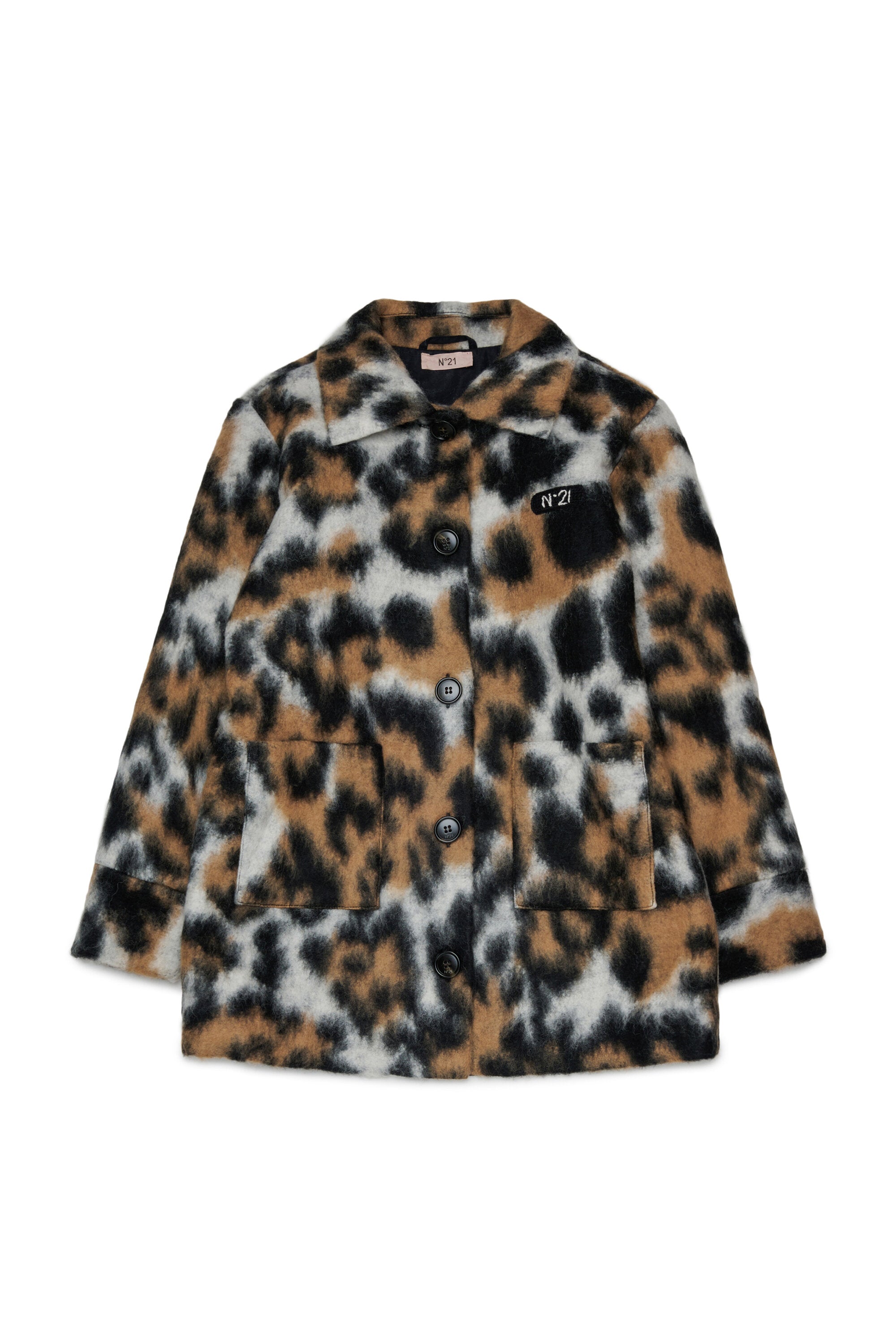 Animal print faux fur coat