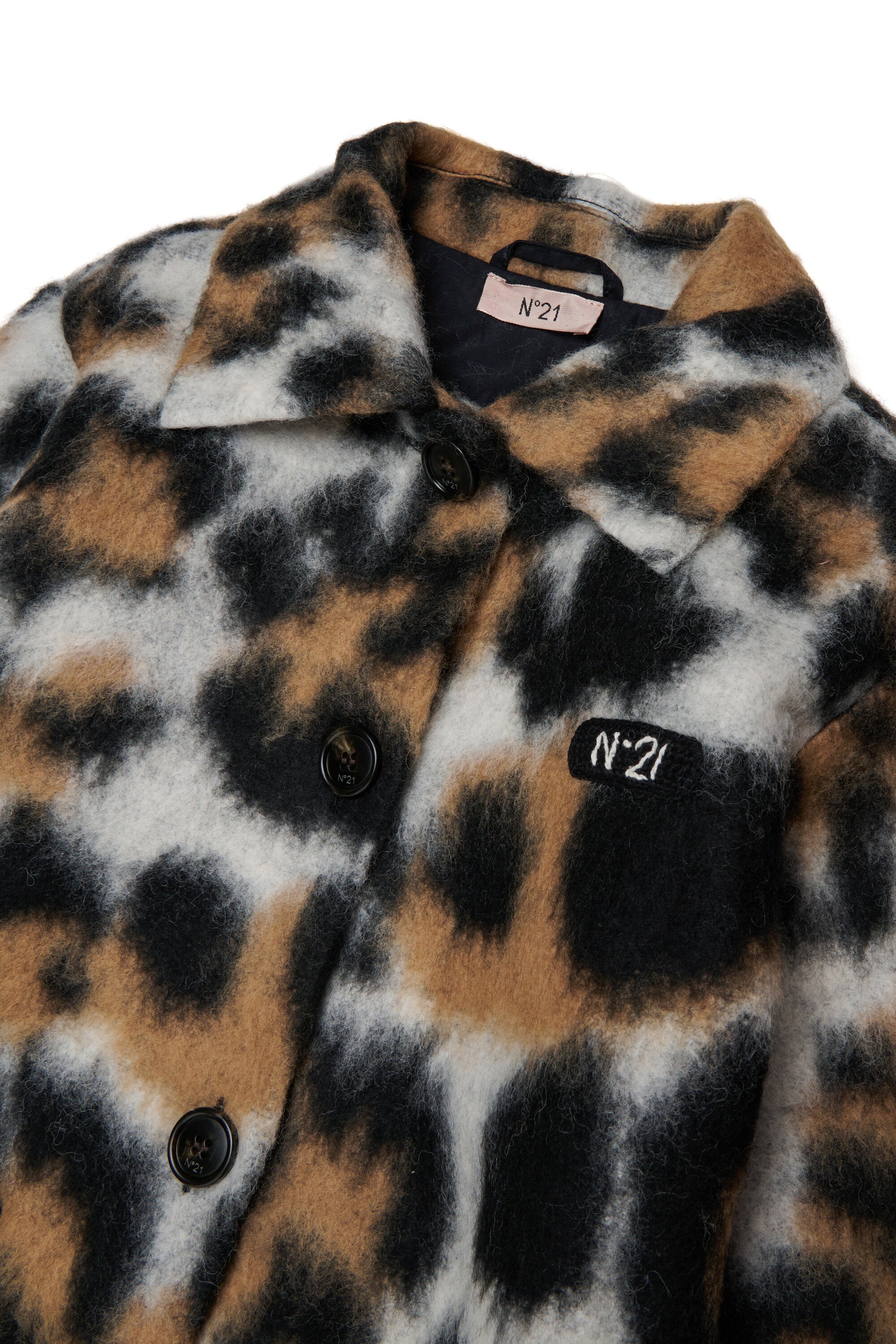 Animal print faux fur coat