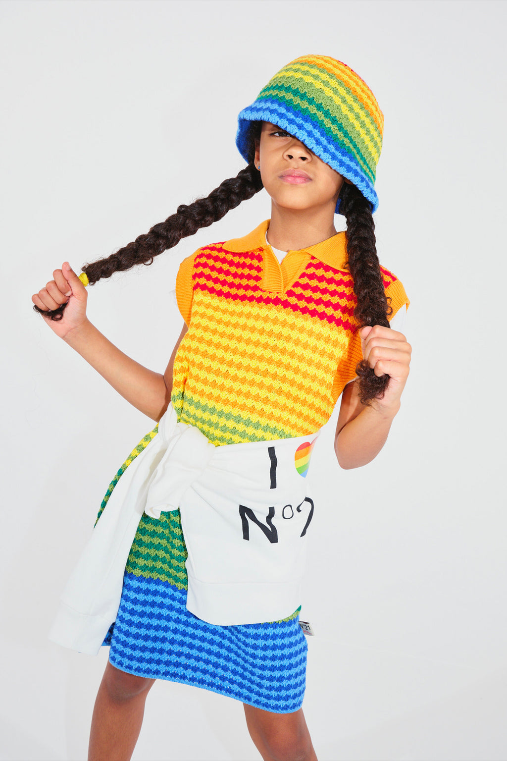 Rainbow Crochet sleeveless knit dress