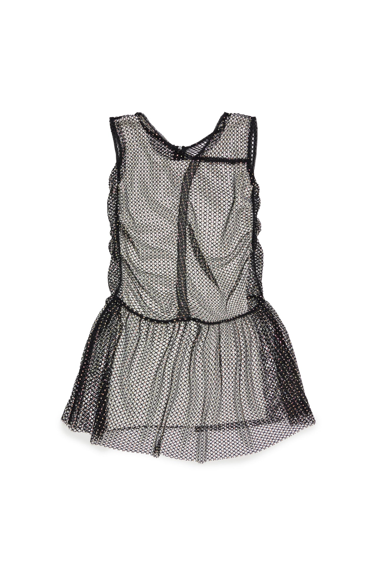 Sleeveless dress with mesh and hotfix Sleeveless dress with mesh and hotfix