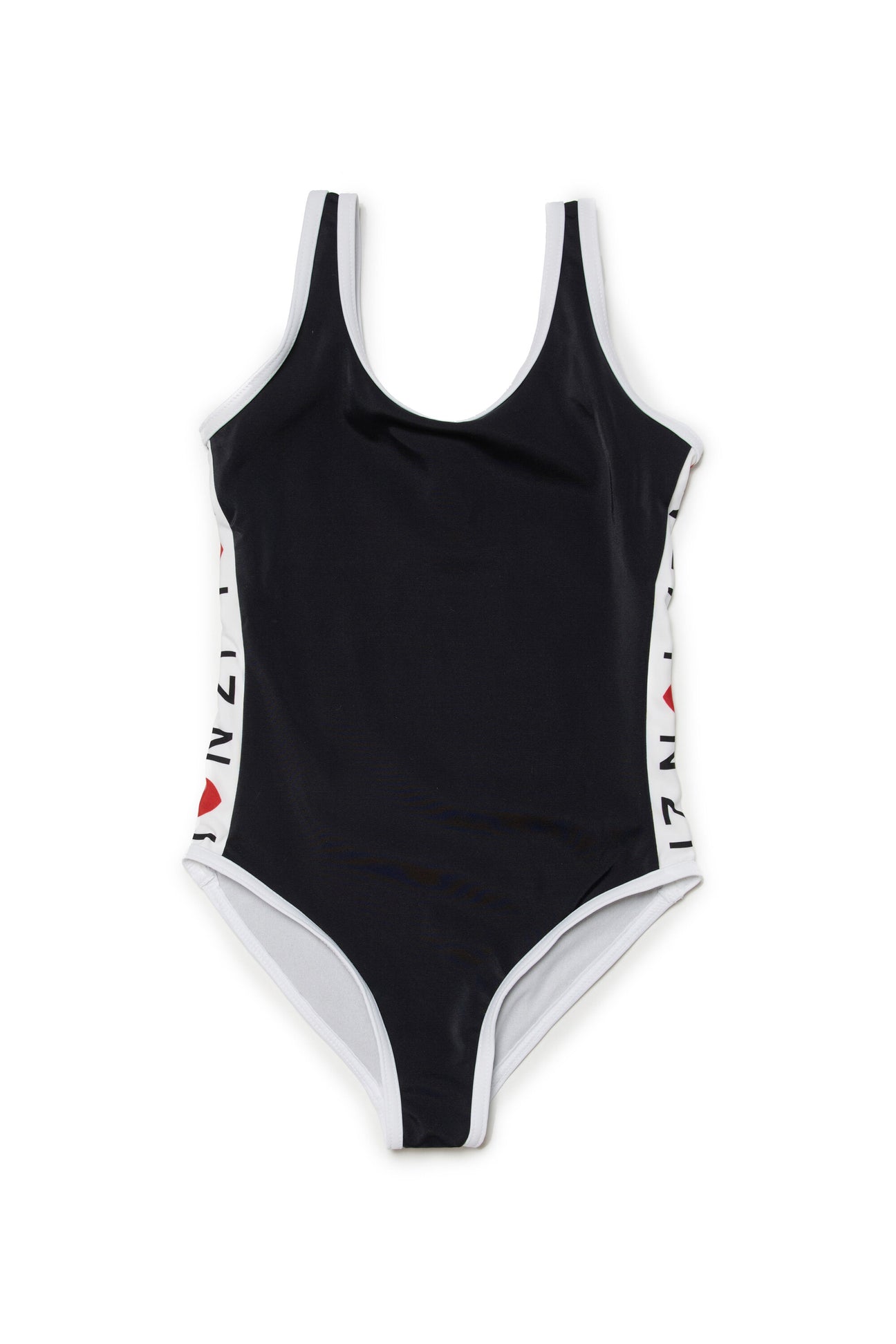 Lycra one-piece swimsuit branded with I Love N°21 logo 