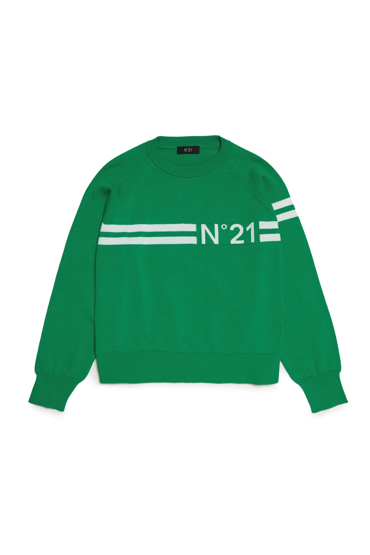 Crew-neck pullover with inlay logo 
