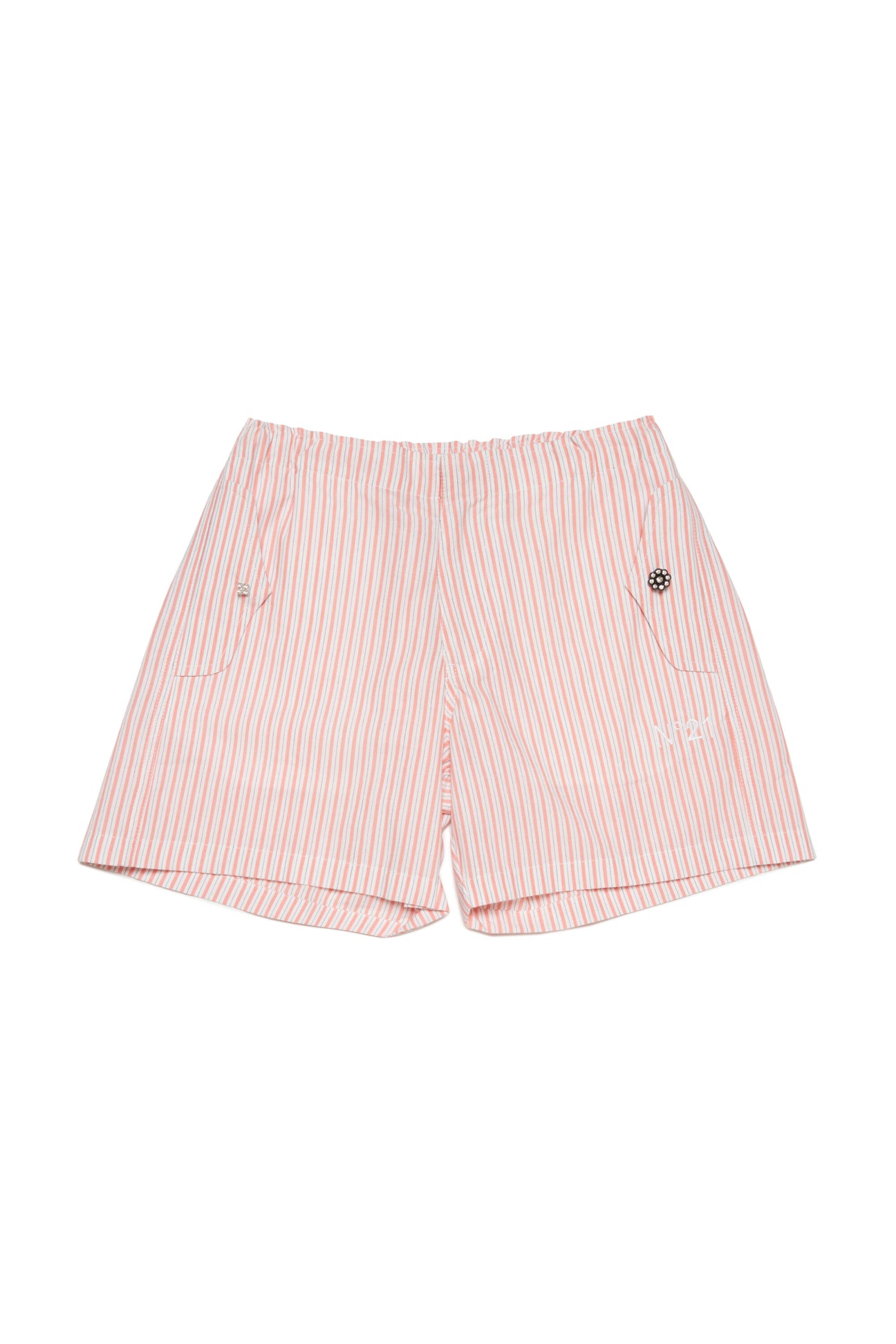 Striped poplin branded shorts 