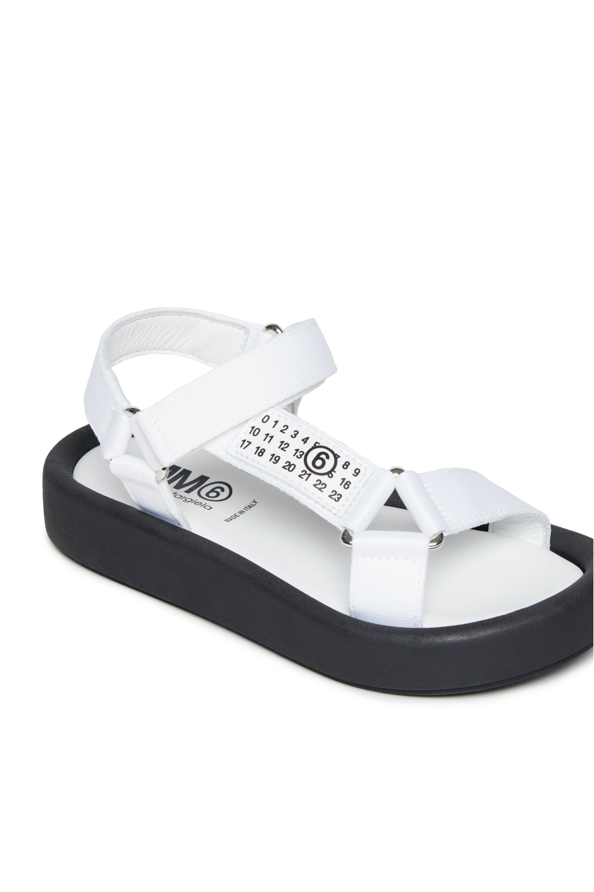 Ribbon sandals with numeric logo