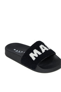Branded terrycloth slide slippers