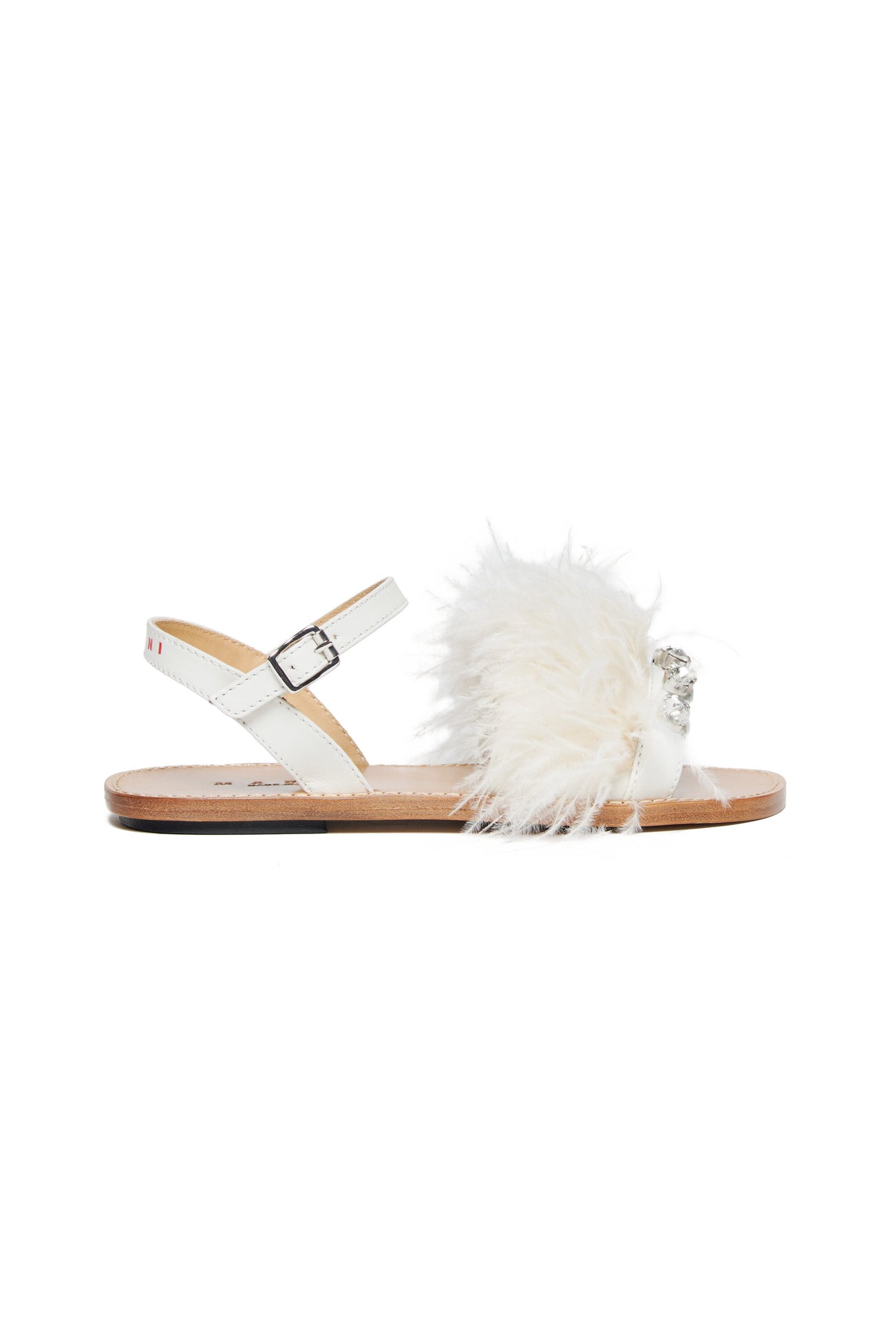 Sandals with feathers and rhinestones 