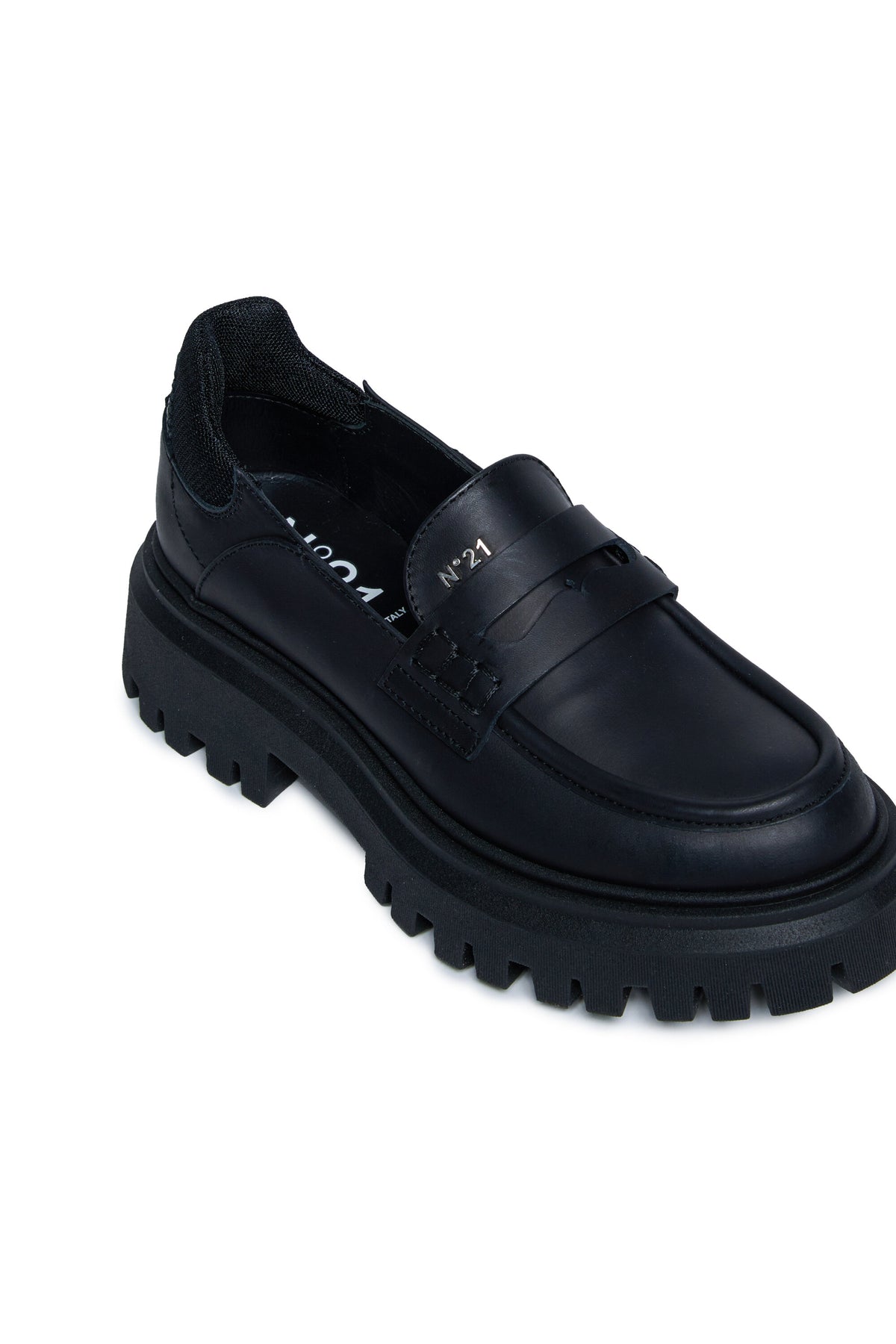 Leather loafers with track sole