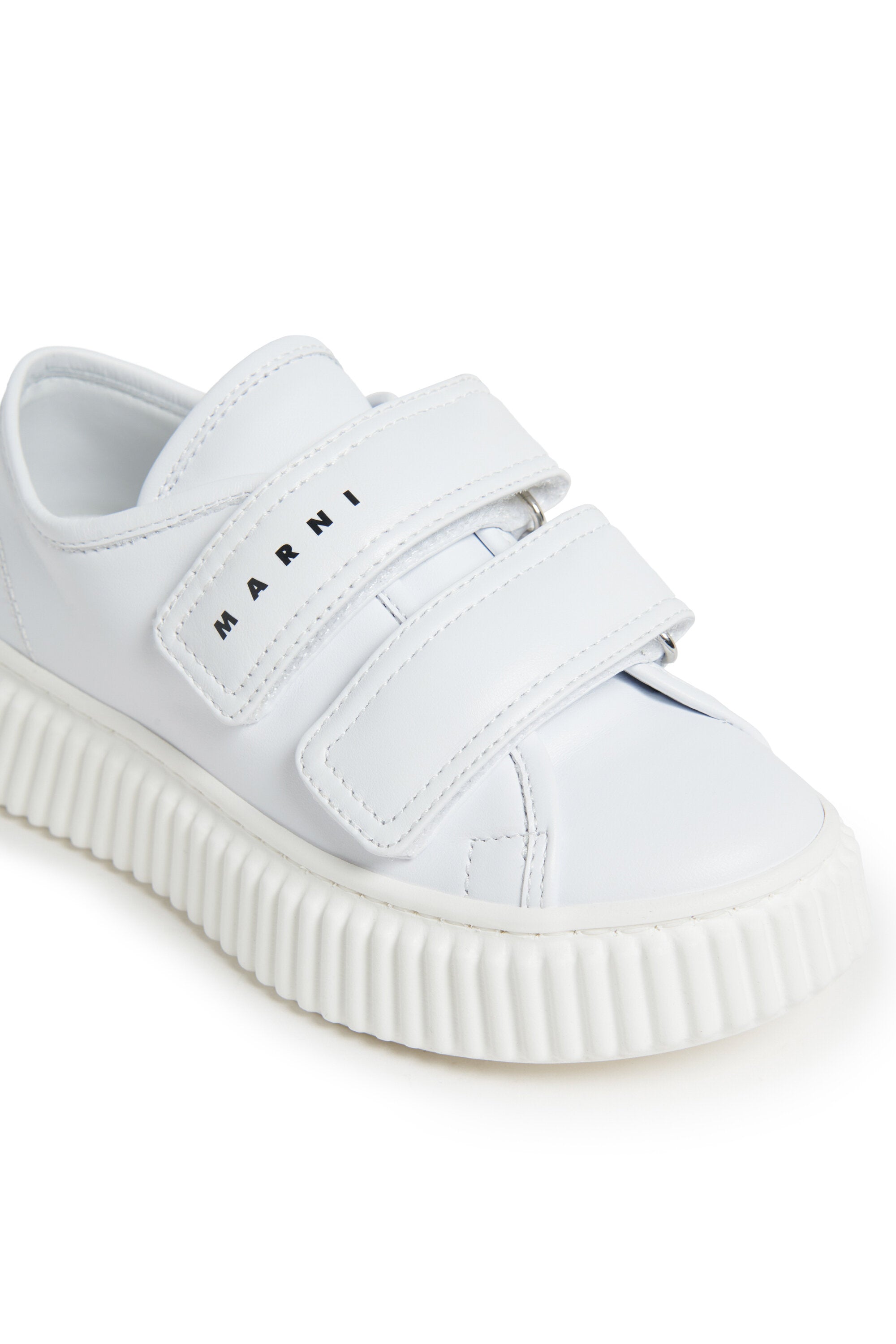 Leather low trainers with strap