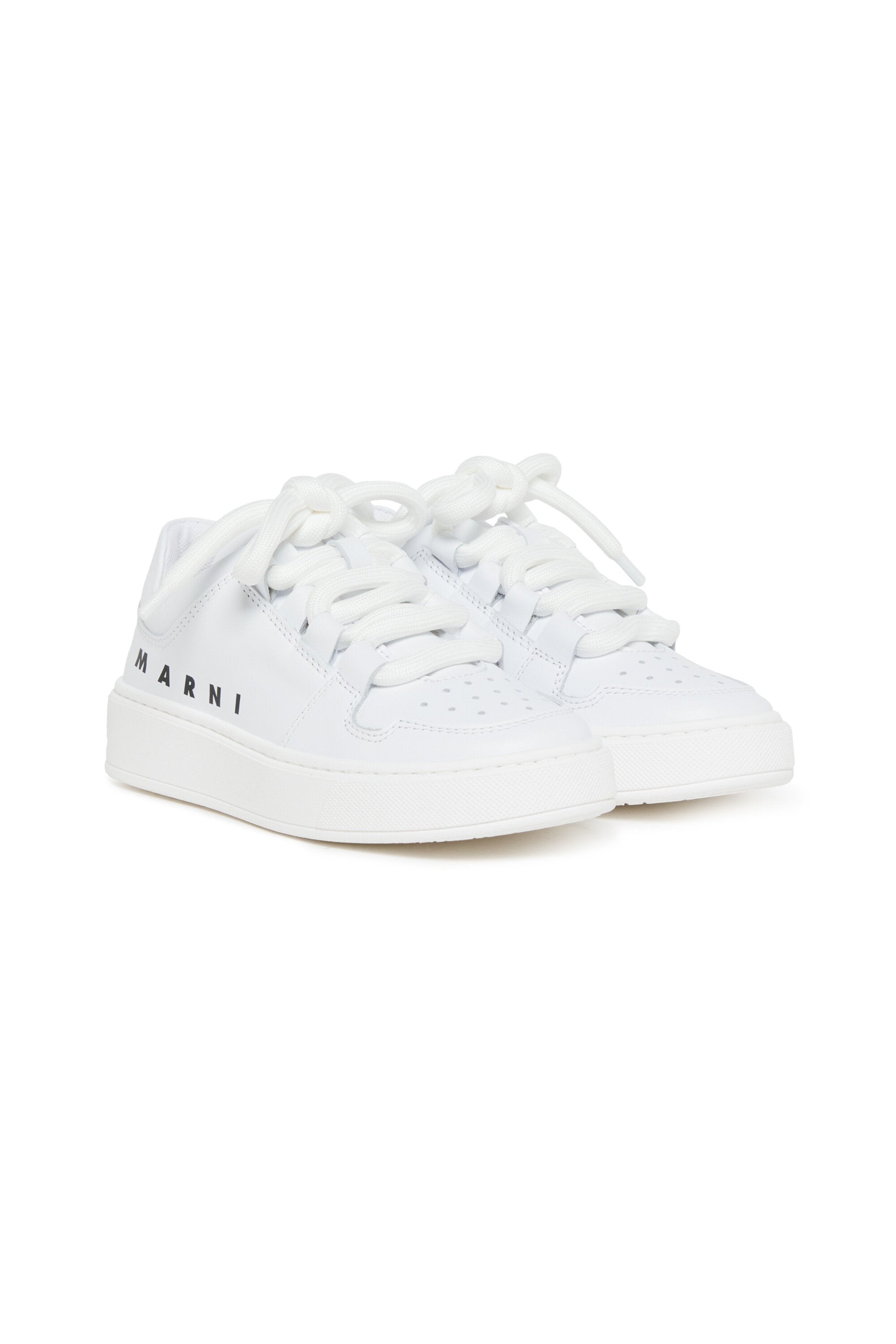 Leather low trainers with logo
