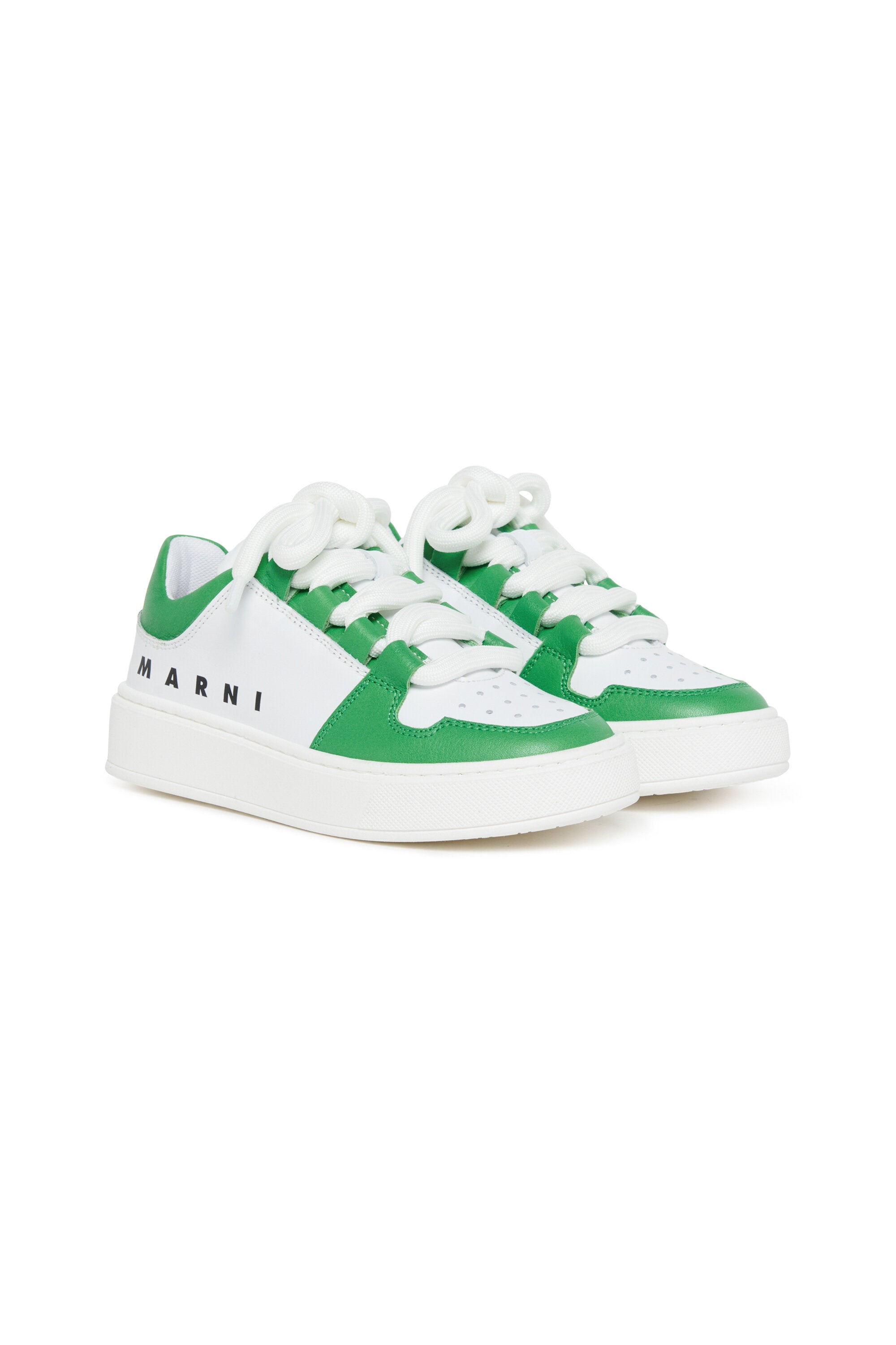 Leather low trainers colorblock