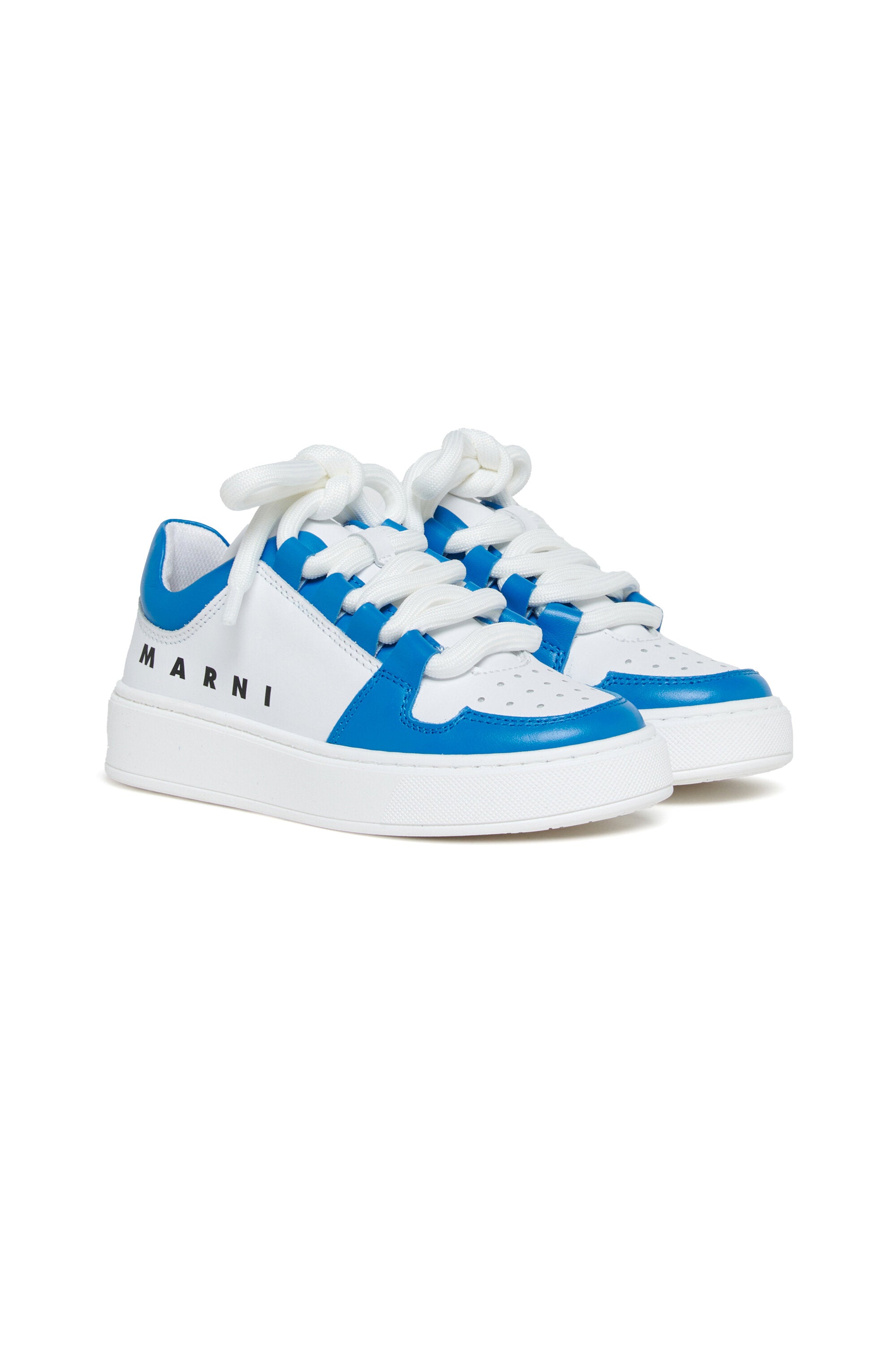 Leather low trainers colorblock