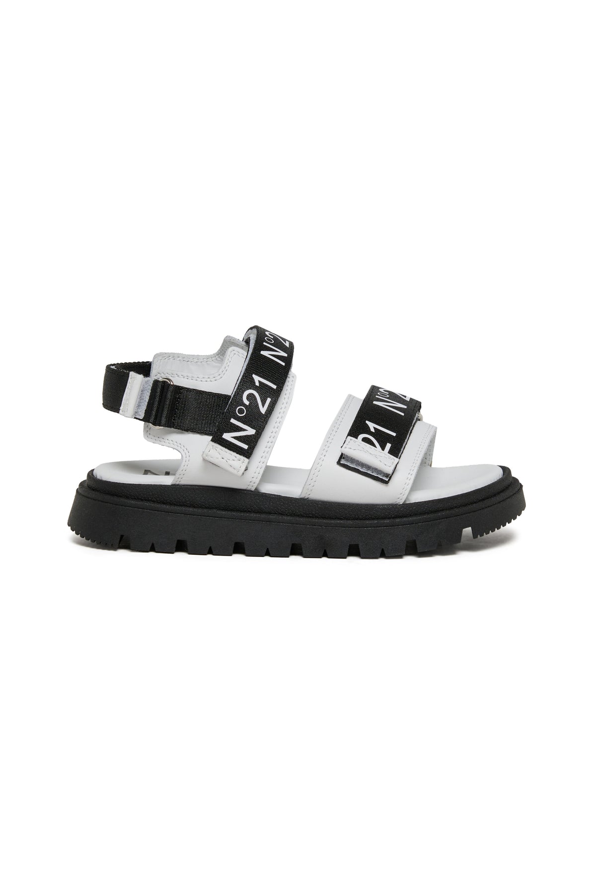 Platform sandals with logoed straps