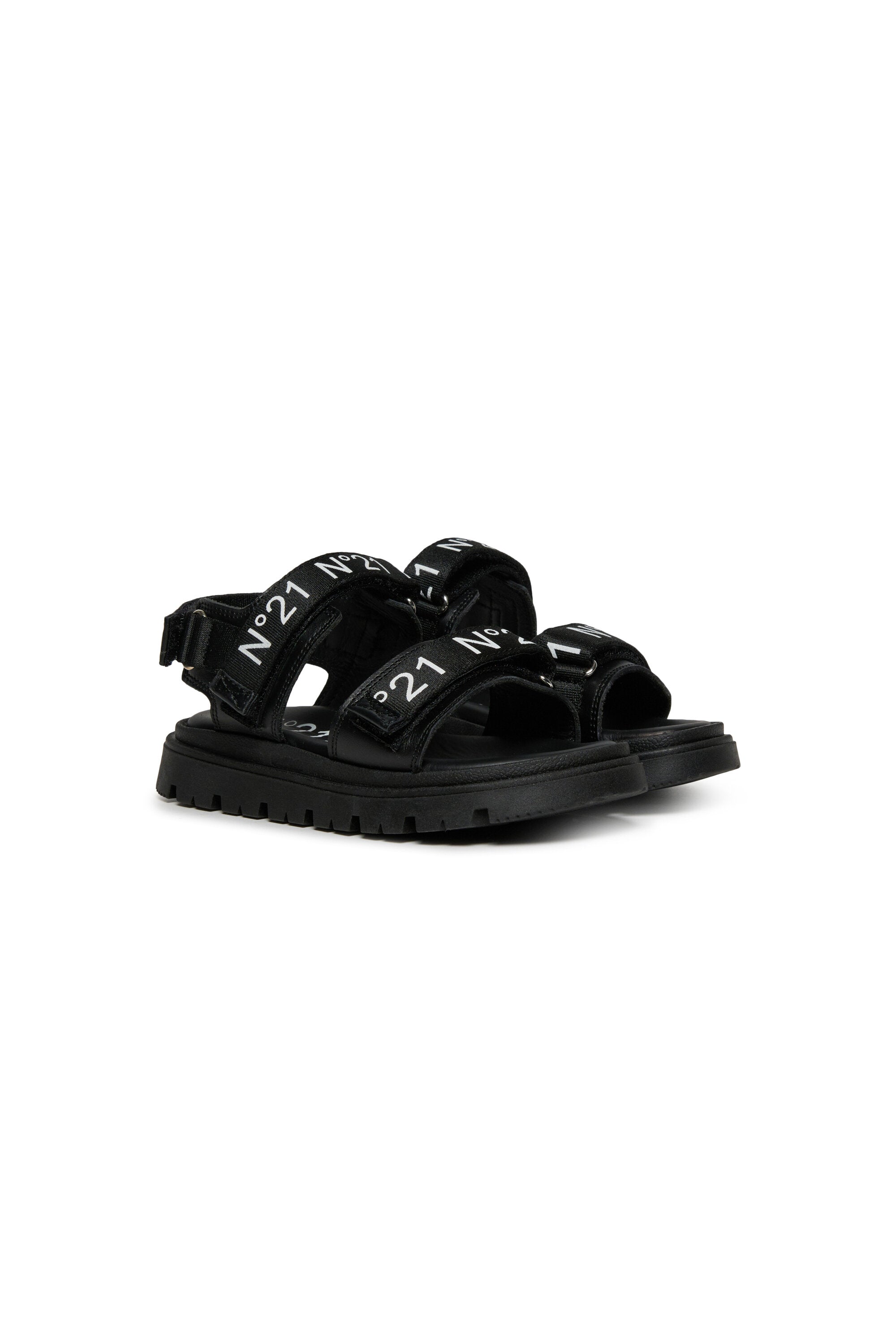 Platform sandals with logoed straps