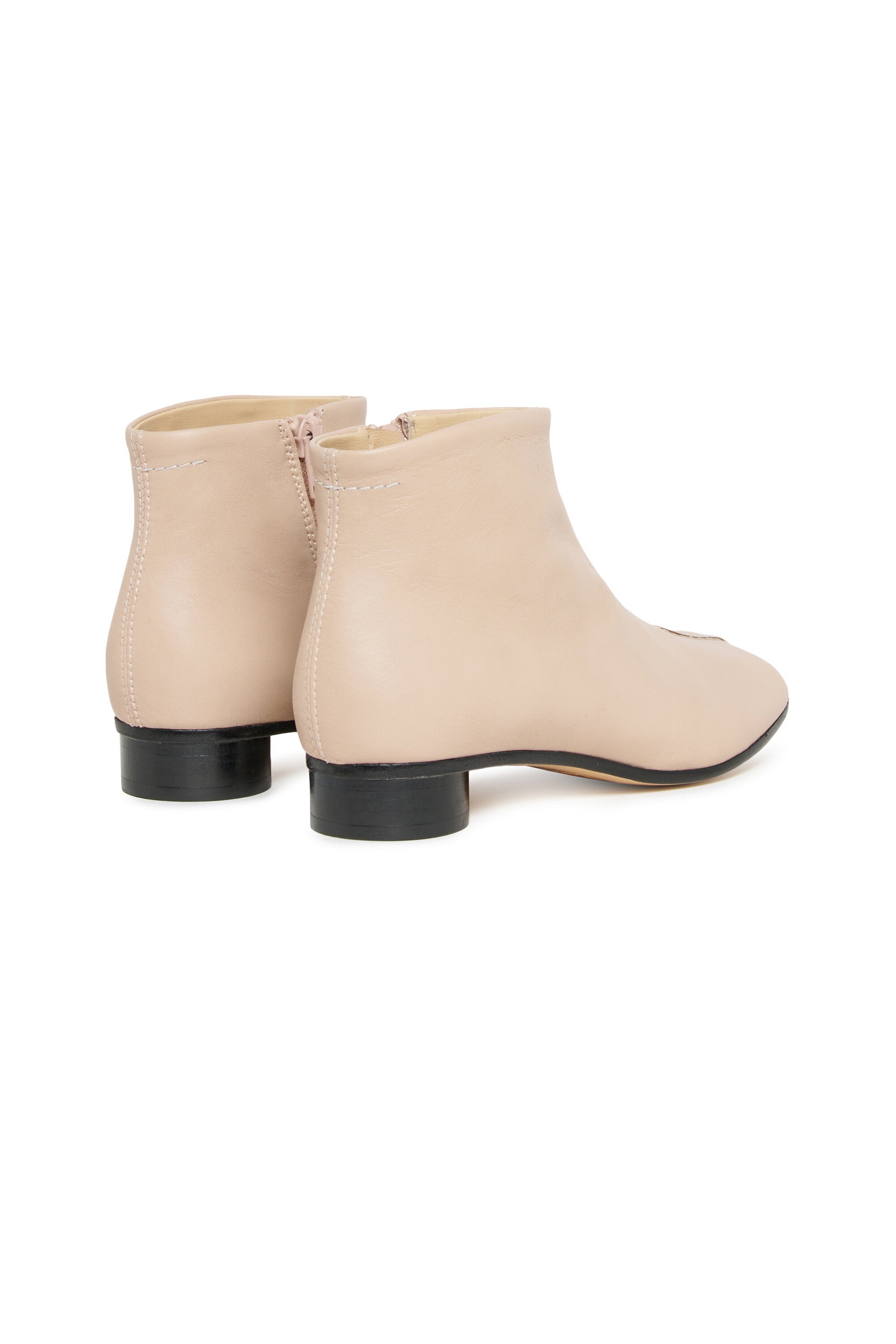 Low leather boots with heels