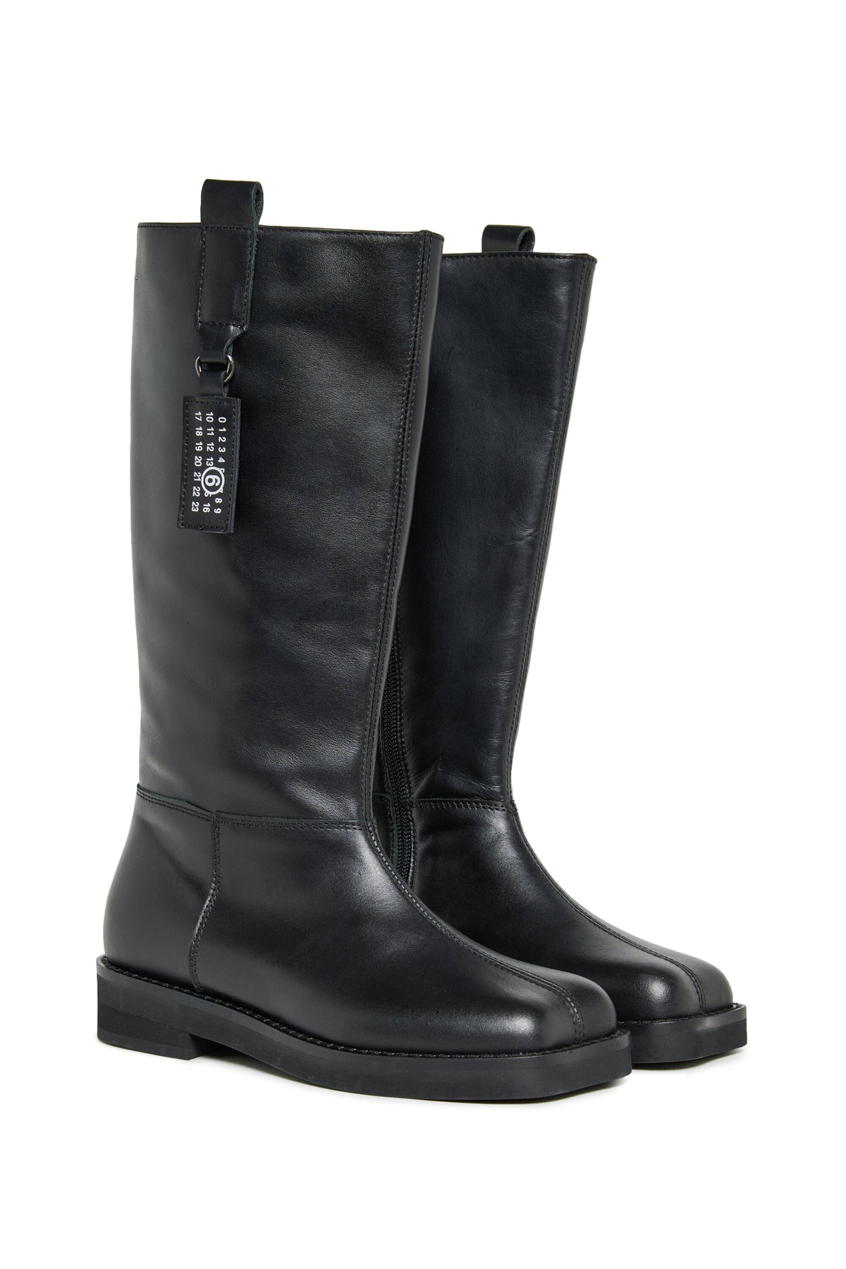 High leather boots with logo