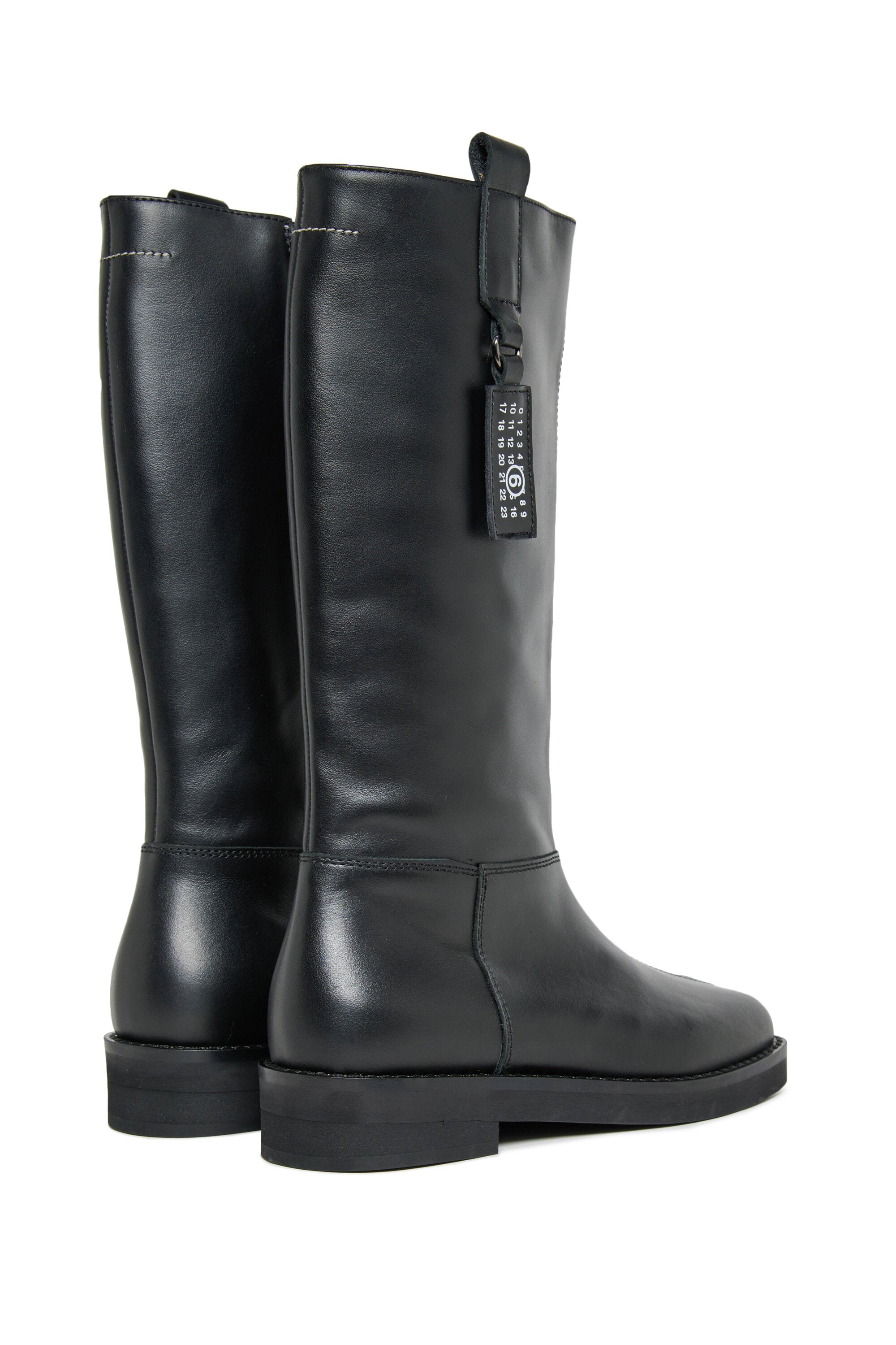 High leather boots with logo