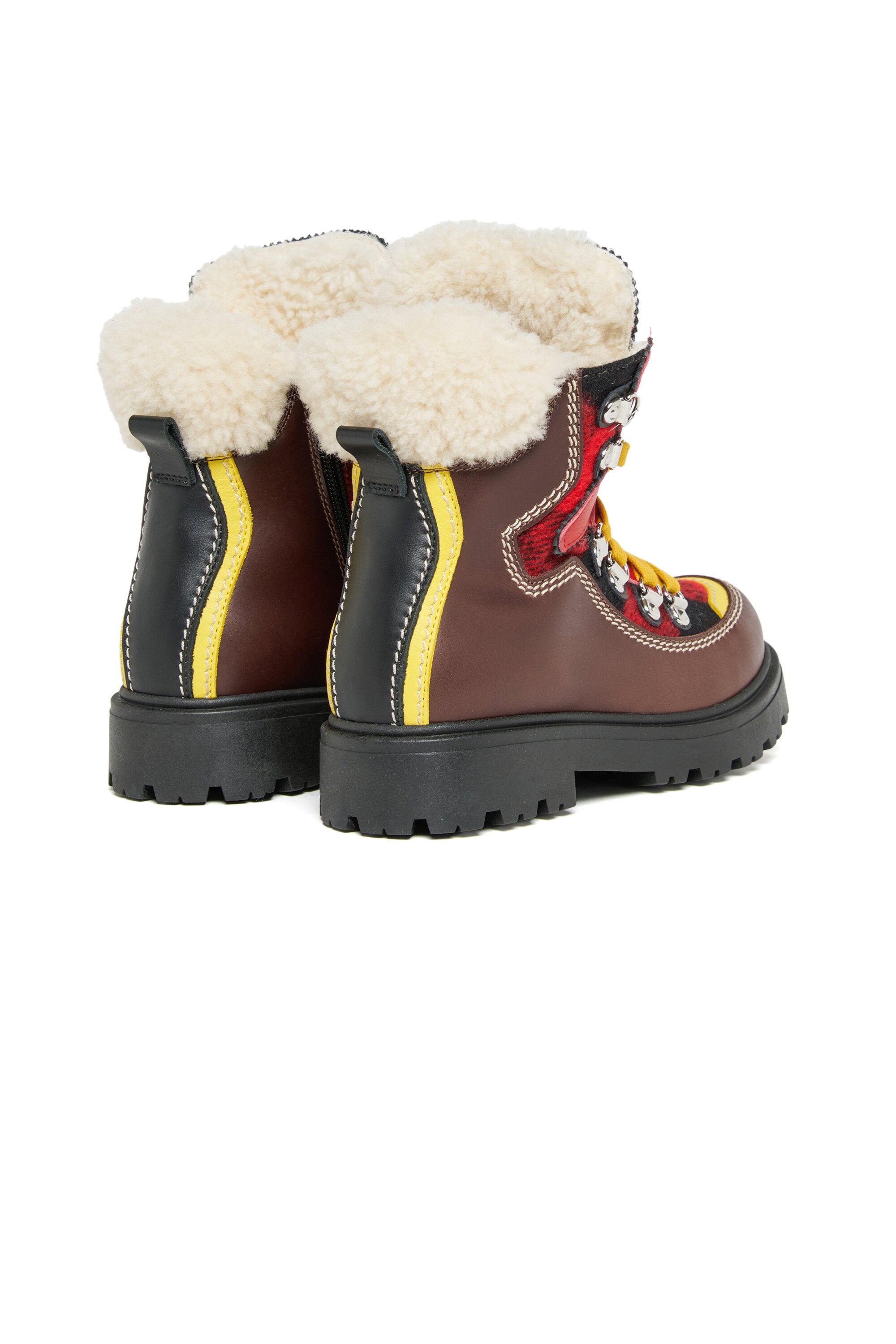 Colorblock leather hiking boots