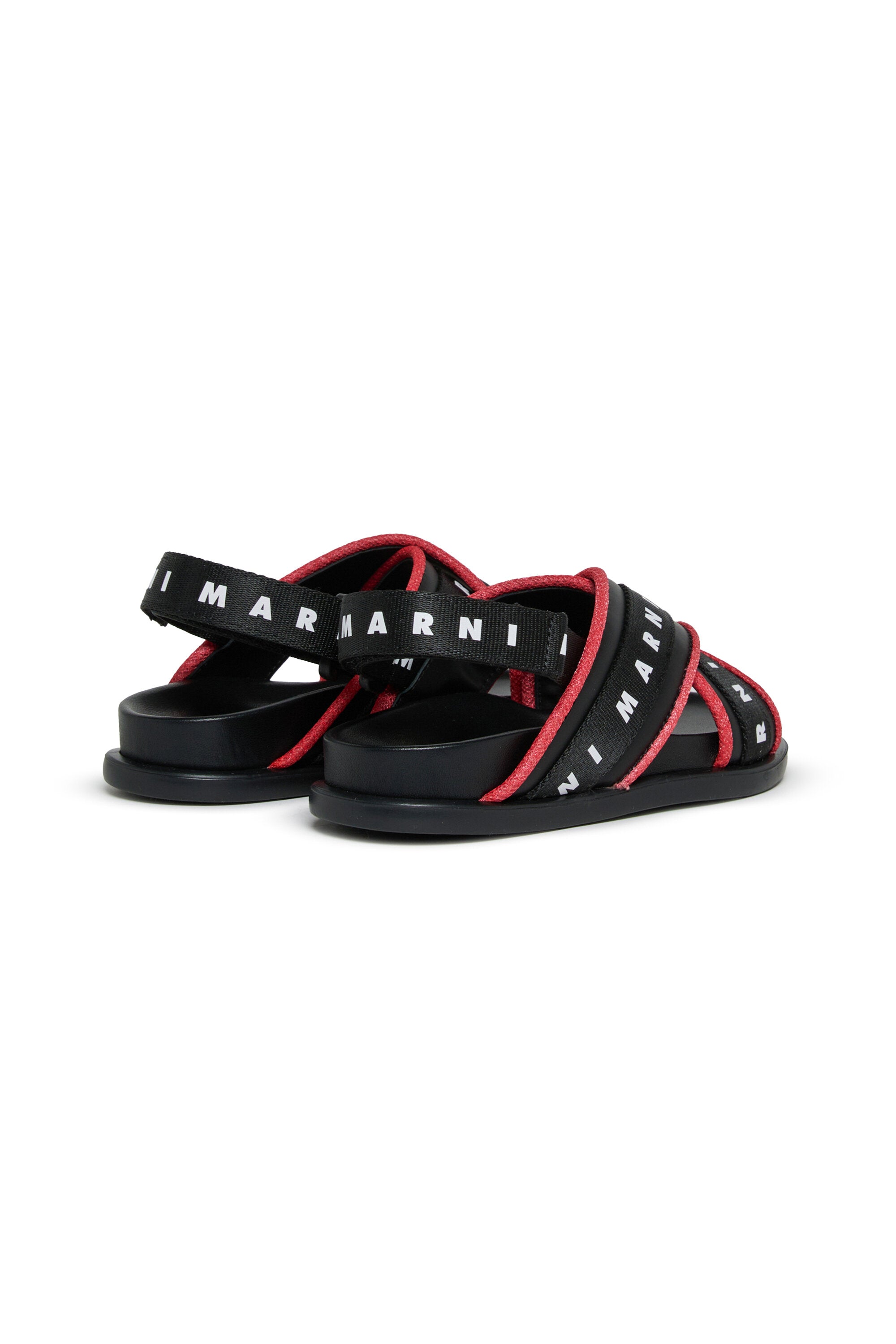 Sandals with cross-strap logo