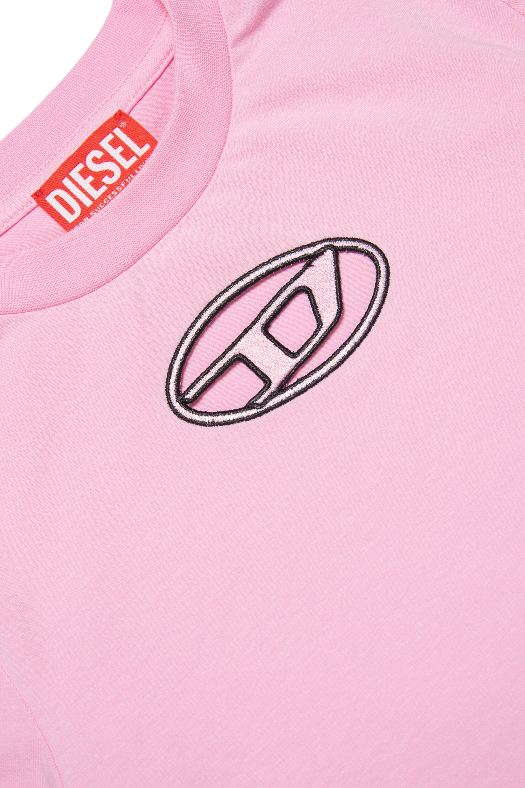 Diesel pastel pink cropped jersey t-shirt with oval logo D for