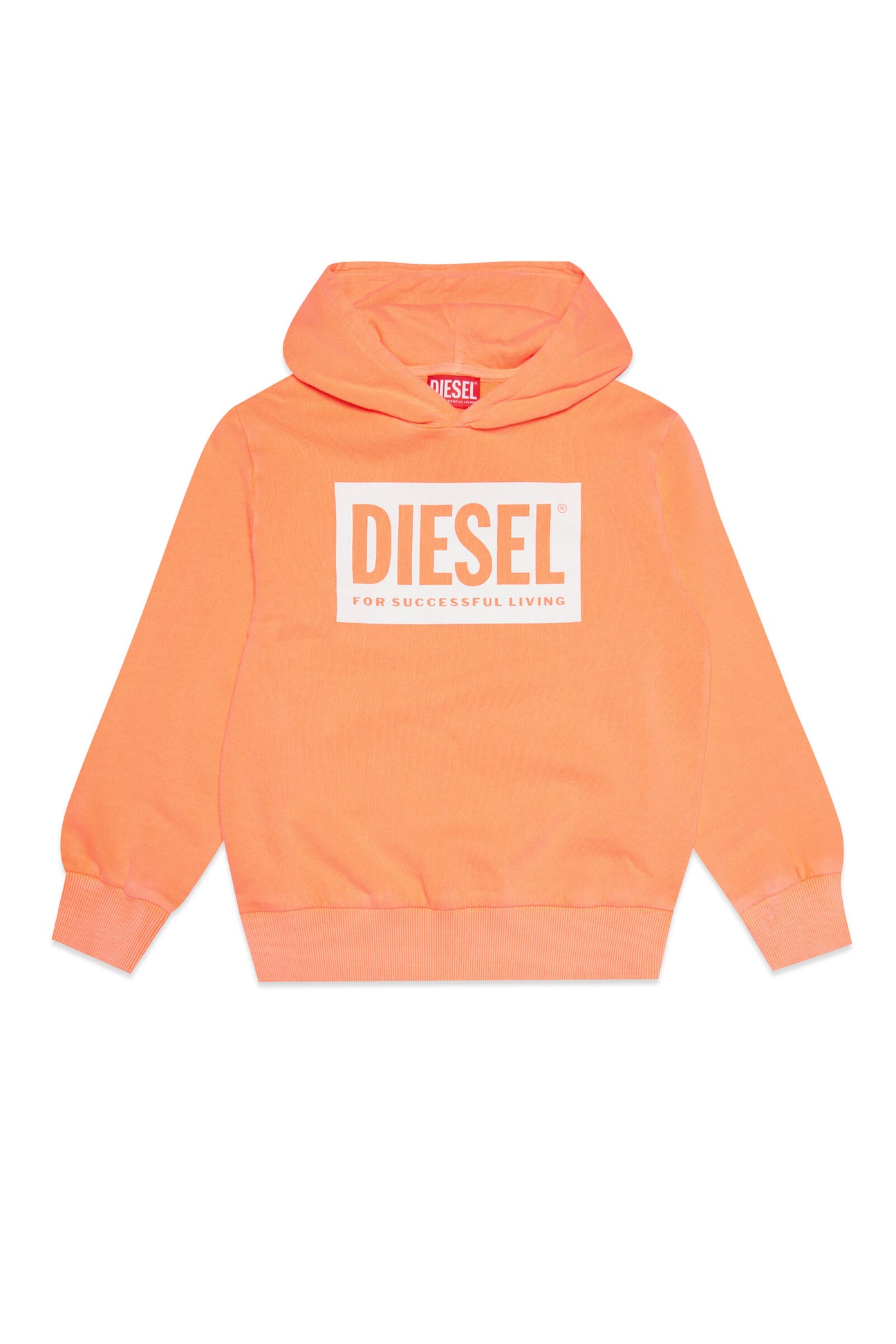 Fluo orange cotton sweatshirt with hoodie Fluo orange cotton sweatshirt with hoodie