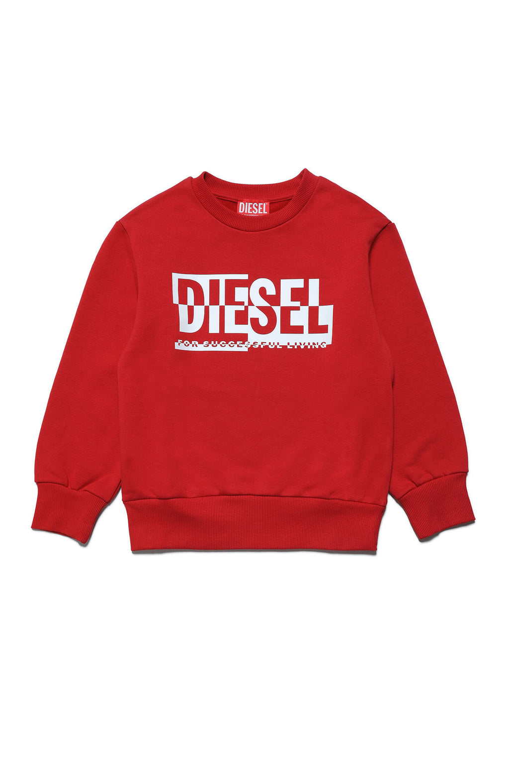 Cotton crew-neck sweatshirt with sectioned logo