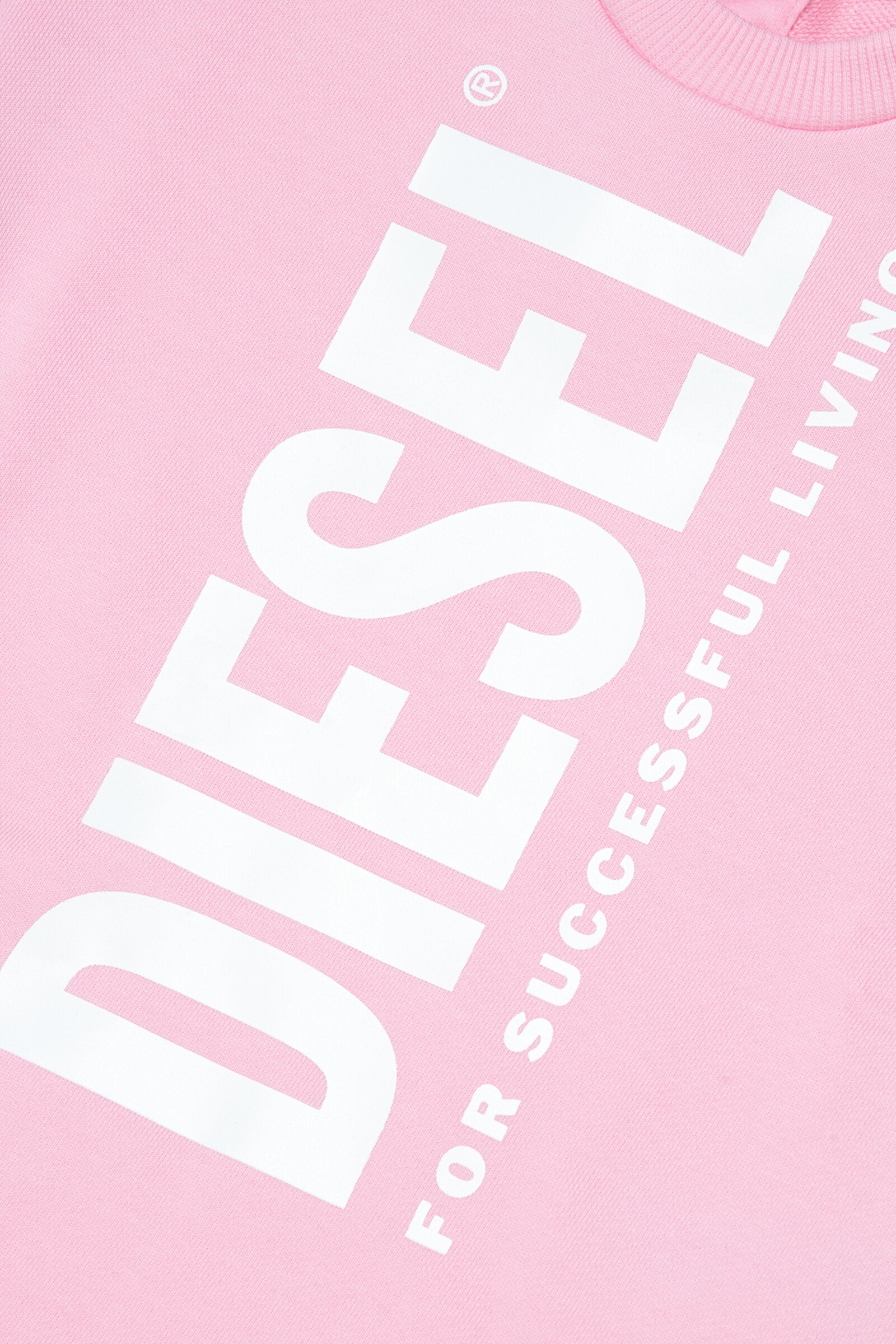 Diesel pastel pink cotton dress with extra-large logo for babies