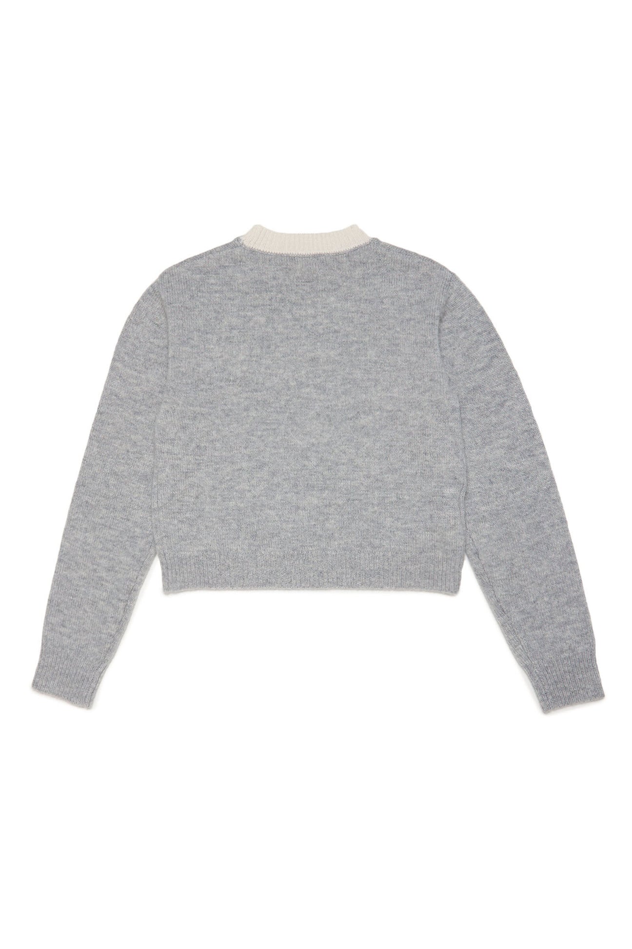 Grey sweater in wool-cashmere blend with jacquard logo and ribbed edges Grey sweater in wool-cashmere blend with jacquard logo and ribbed edges