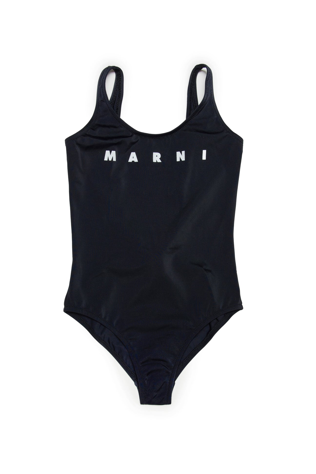 Black one-piece swimming costume in lycra with logo 
