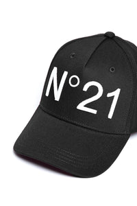 Black gabardine baseball cap with logo