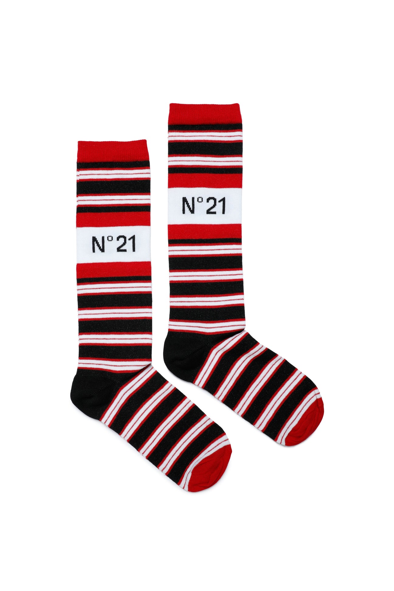 Striped cotton blend socks with logo 