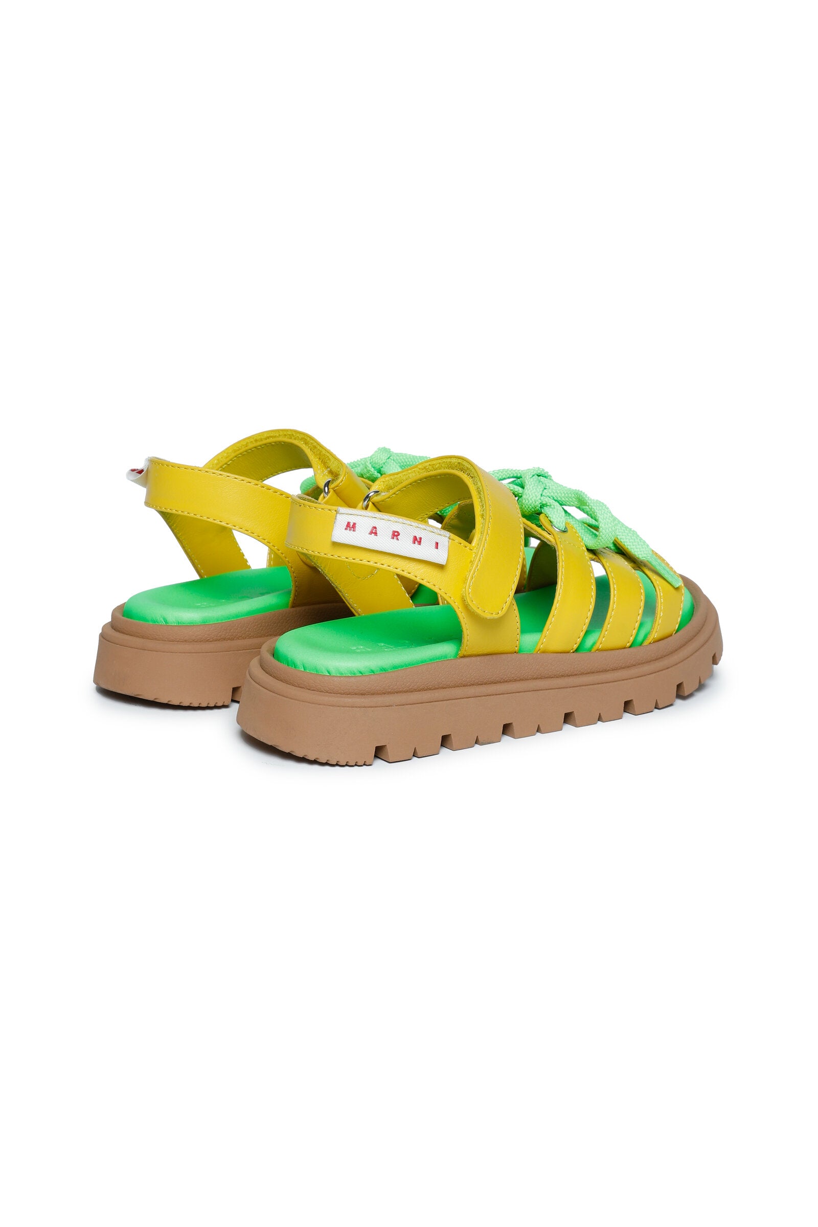 Marni yellow sandals with laces and chunky sole for children